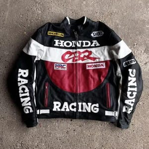 Nouveau blouson moto pour homme Honda CBR Riding Gear Blouson motard en cuir de vachette véritable