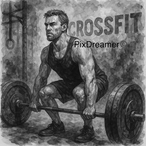 ポスター CrossFit aquarelle 幹部装飾イメージ peinture スポーツ ジム haltérophilie peinture à l’eau men