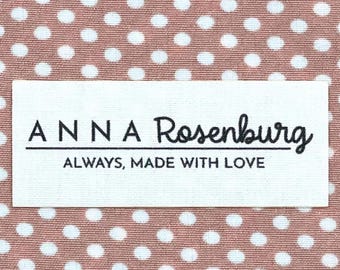 Personalisiertes Etikett zum Aufnähen Quilt-Etikett Stoff Kleidungsstück Produktanhänger Handgefertigte Artikel Füge Deinen eigenen Text hinzu Flatlay 1" x 2" / 25 mm x 50 mm - 001b(1)