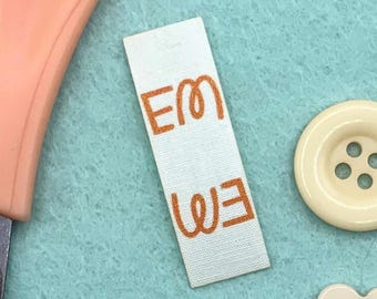 Personalised Label Sew in Quilt Label Cotton Garment Handmade Items Add any custom Image or Logo Foldover 12mm x 28mm Tiny Small 003a(10)