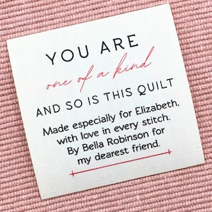 Quilt Label Personalised Blanket Patch 3 Sizes Available Small, Medium, Large, 50mm, 60mm, 70mm Cotton Sew On Quilt Label Tags -007e OOAK