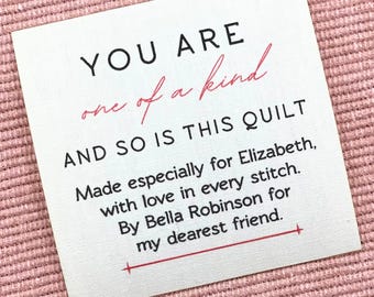 Quilt Label Personalised Blanket Patch 3 Sizes Available Small, Medium, Large, 50mm, 60mm, 70mm Cotton Sew On Quilt Label Tags -007e OOAK