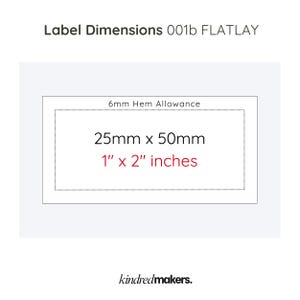 Personalised Label Sew On Quilt Label Fabric Garment Product Tags Handmade Items Add your own text Flatlay 1" x 2" / 25mm x 50mm - 001b(2) image 7