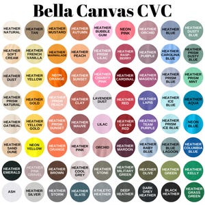 the color scheme for the bella canvas vc