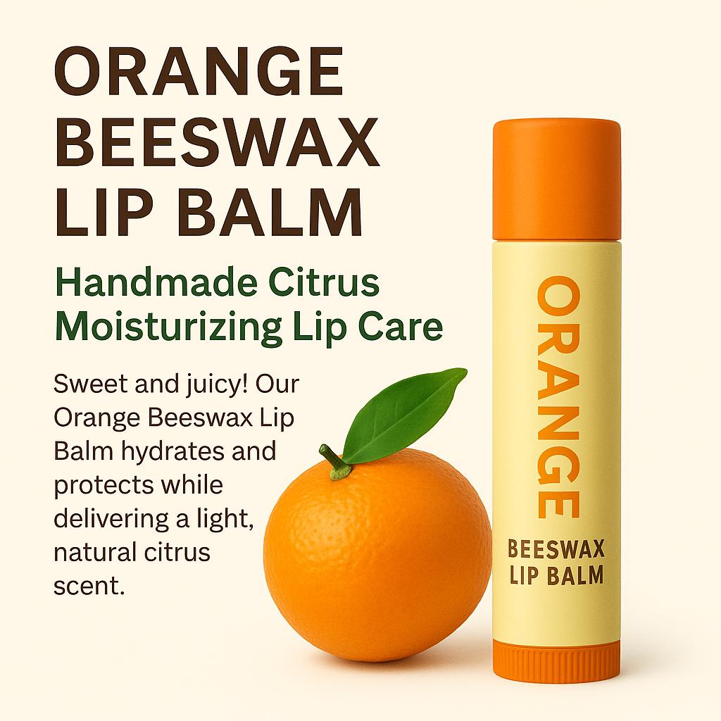 Orange Beeswax Lip Balm – Handmade Citrus Moisturizing Lip Care