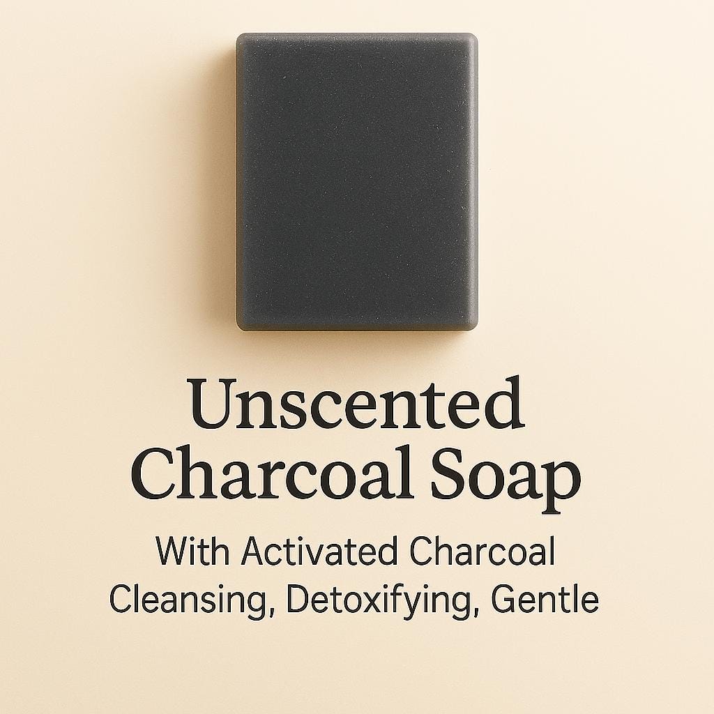 Plain Unscented Charcoal Soap – Detoxifying, Natural Bar Without Fragrance