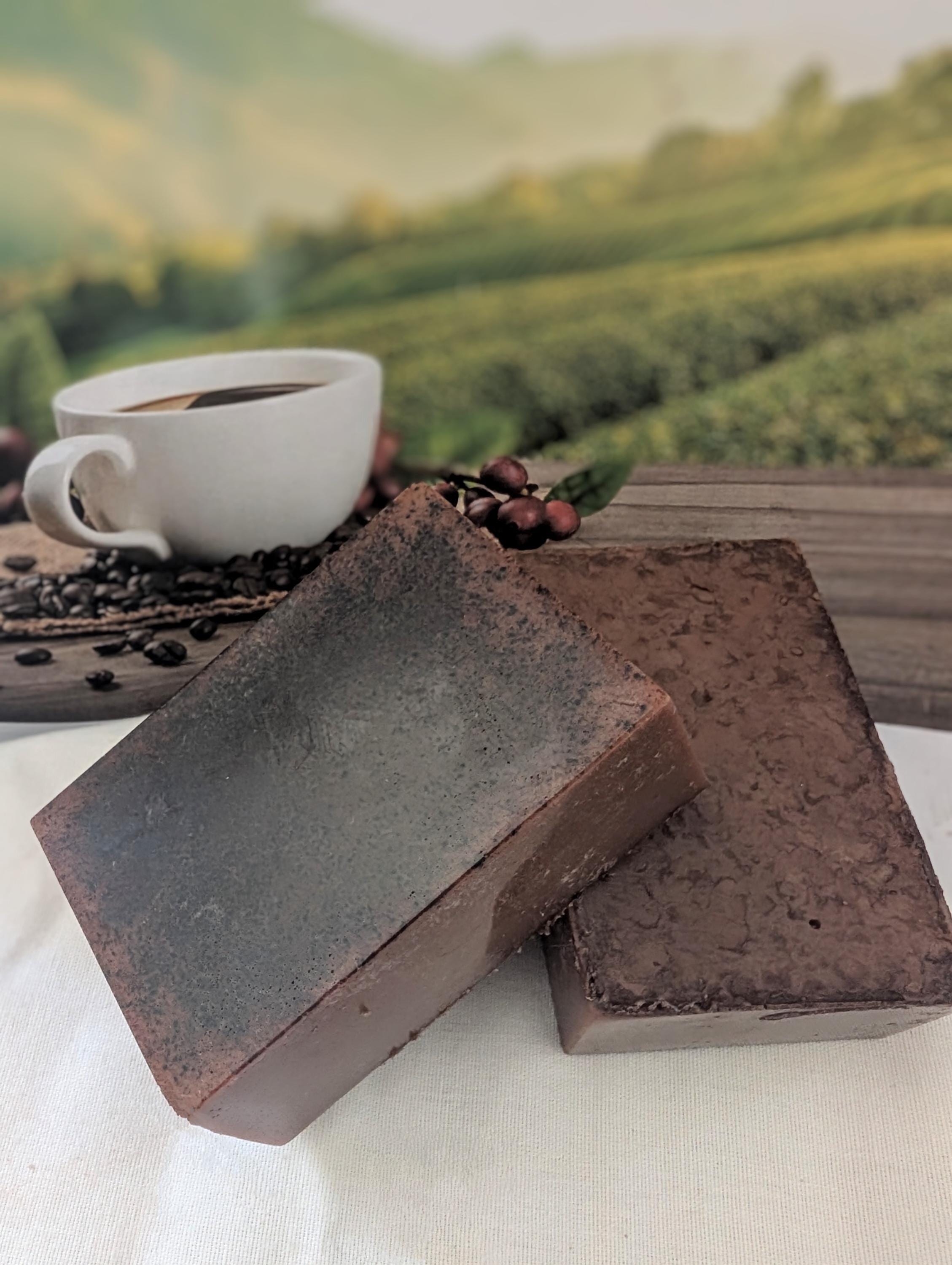 Coffee Goat Milk Soap: Exfoliating Coffee Grounds, Artisan Hand-Poured - Thumbnail 4
