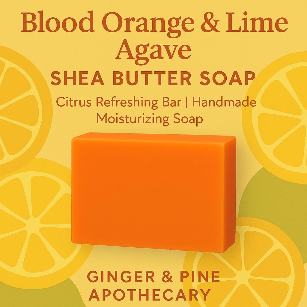 Blood Orange & Lime Agave Shea Butter Soap | Citrus Refreshing Bar | Handmade Moisturizing Soap