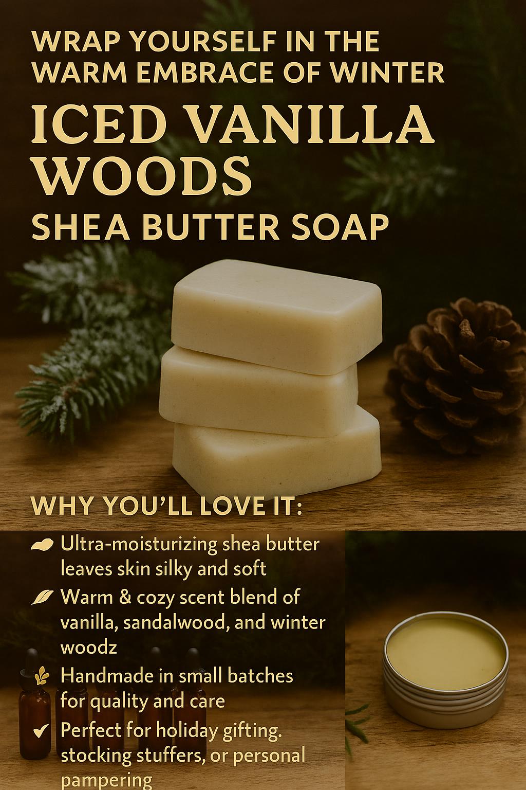 Handmade Iced Vanilla Woods Shea Butter Soap: Winter Skincare - Image 1