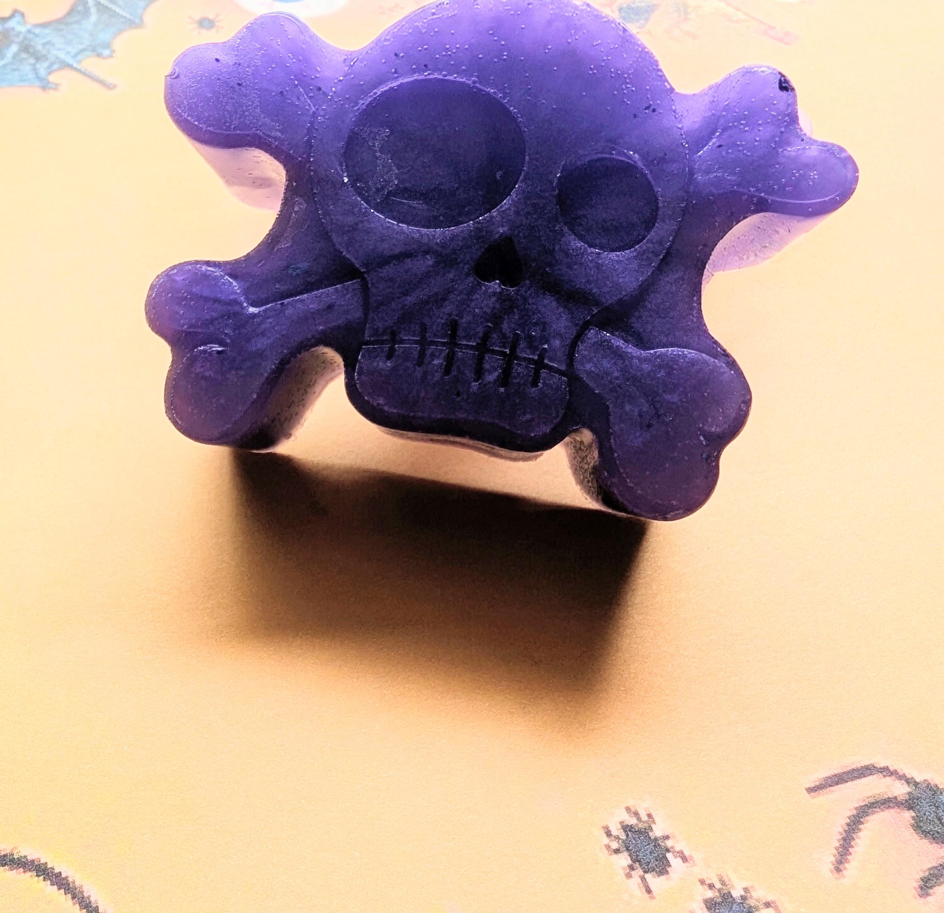Skull Shape  (2 pack)– Leather & Blueberry Scent – Limited Edition Halloween Handmade Soap, Rustic Fall Gift - Thumbnail 3
