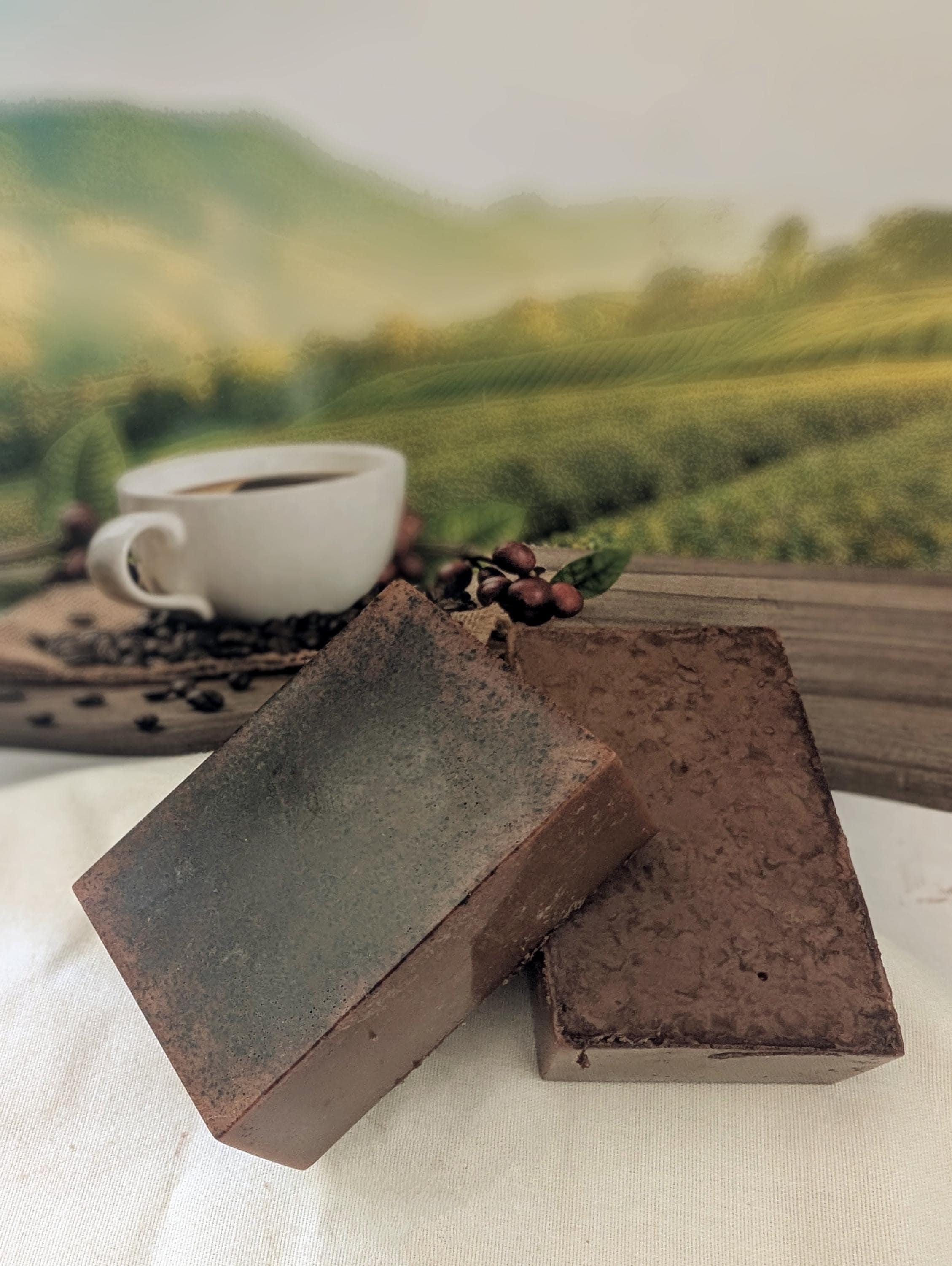 Coffee Goat Milk Soap: Exfoliating Coffee Grounds, Artisan Hand-Poured - Thumbnail 3