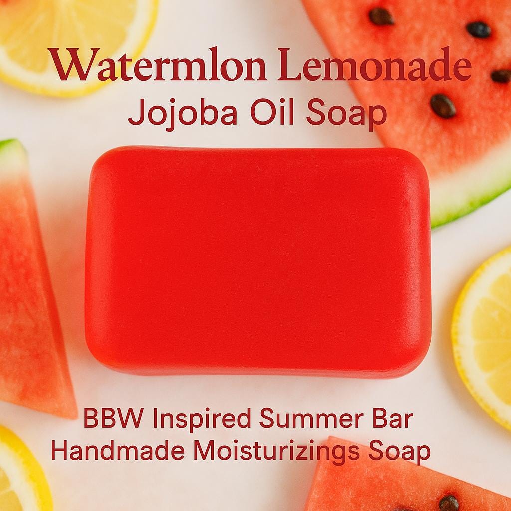 Watermelon Lemonade Jojoba Oil Soap | BBW Inspired Summer Bar | Handmade Moisturizing Soap | Fruity Refreshing Soap