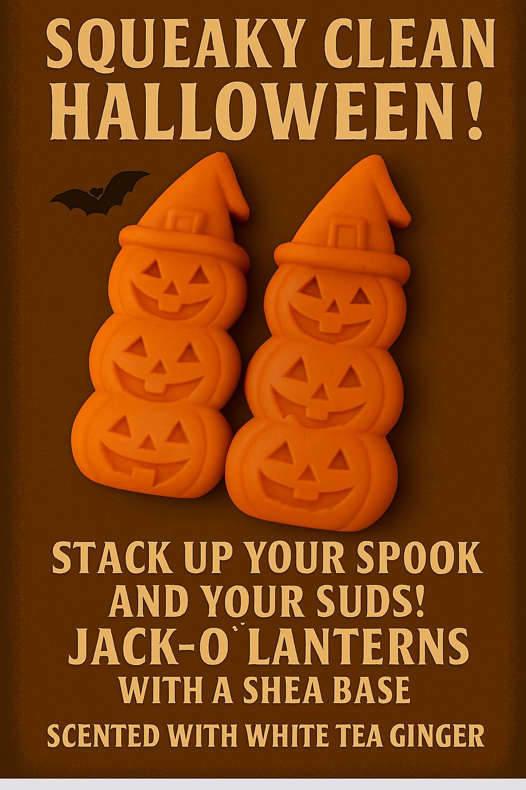 Stack of Jack-o’-Lanterns – White Tea & Ginger Scent – Limited Edition Halloween Handmade Soap, Rustic Fall Gift - Image 1