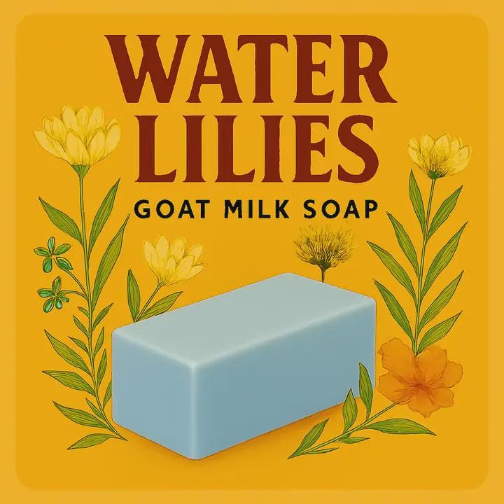 Water Lilies Goat Milk Soap – Gentle Handmade Bar, Natural Soap, Floral Scent, Moisturizing & Eco-Friendly