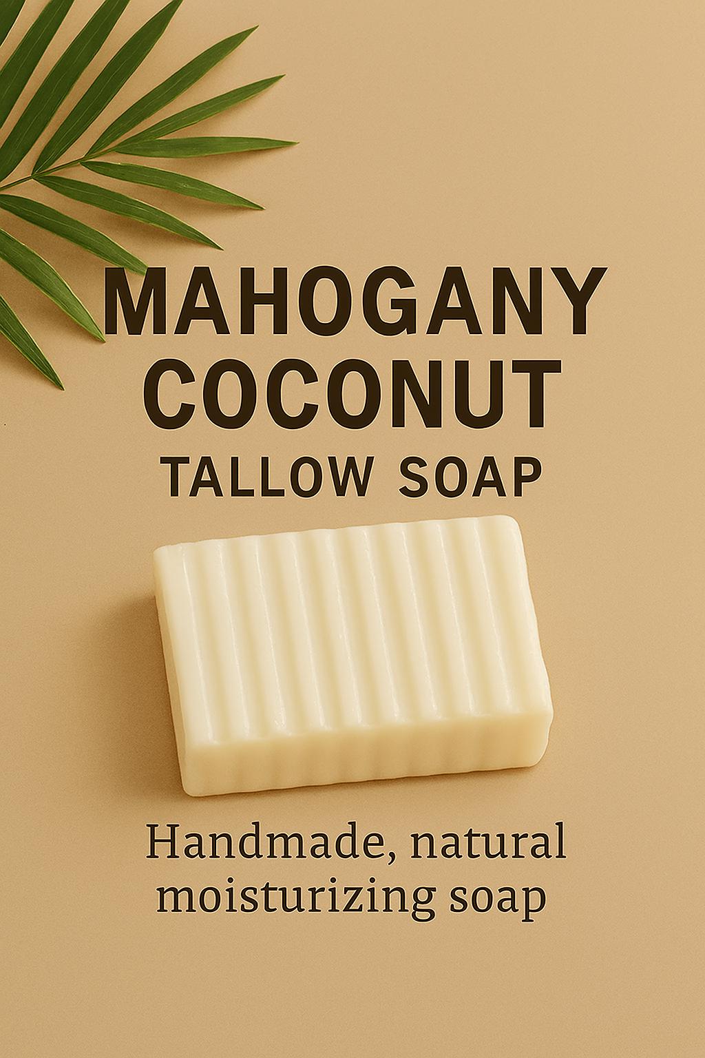Handmade Mahogany Coconut Tallow Soap: Natural Moisturizing Creamy Lather