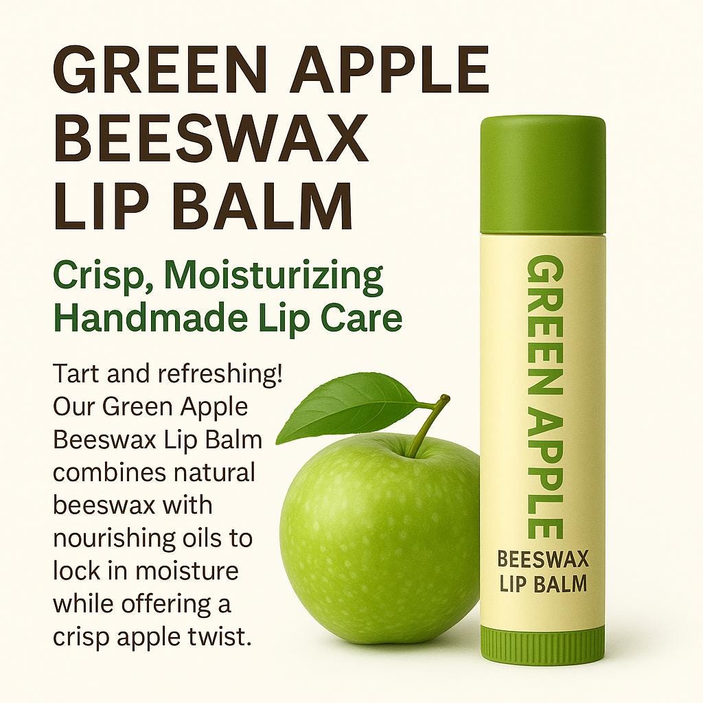 Green Apple Beeswax Lip Balm – Crisp, Moisturizing Handmade Lip Care