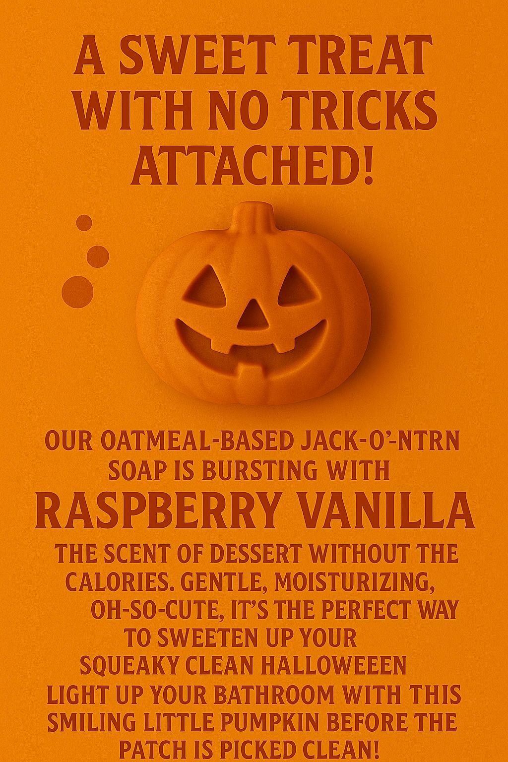 Jack-o’-Lantern – Raspberry Vanilla Scent – Limited Edition Halloween Handmade Soap, Rustic Fall Gift