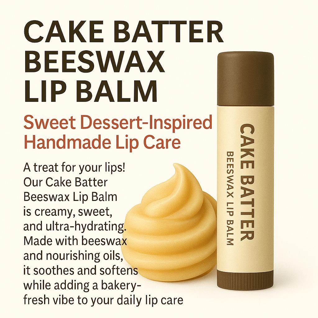 Cake Batter Beeswax Lip Balm – Sweet Dessert-Inspired Handmade Lip Care