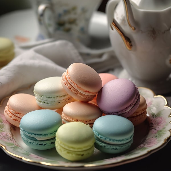 Macarons au thé, Macarons wall art, French Macarons, Kitchen Wall art, Food and Still Life, Food photography, Pastel colors