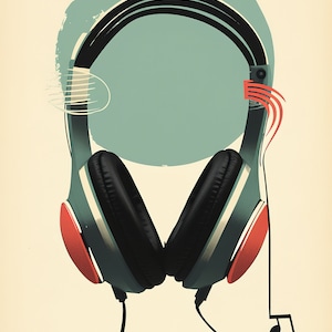 Music Wall Art, Headphones Art, Retro Wall Art,  Music Poster Wall Art, Mid century Modern,  Jazz Festival Print, Music Vintage Poster