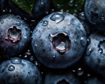 Blueberry Photography Print: Fresh Kitchen Wall Art (Digital Download)