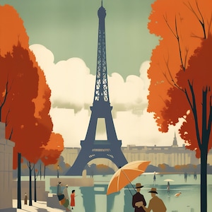 Cartel de viaje de París, cartel de París, impresión de la torre Eiffel, cartel de viaje de Francia, impresión de arte de París Francia, DESCARGA DIGITAL