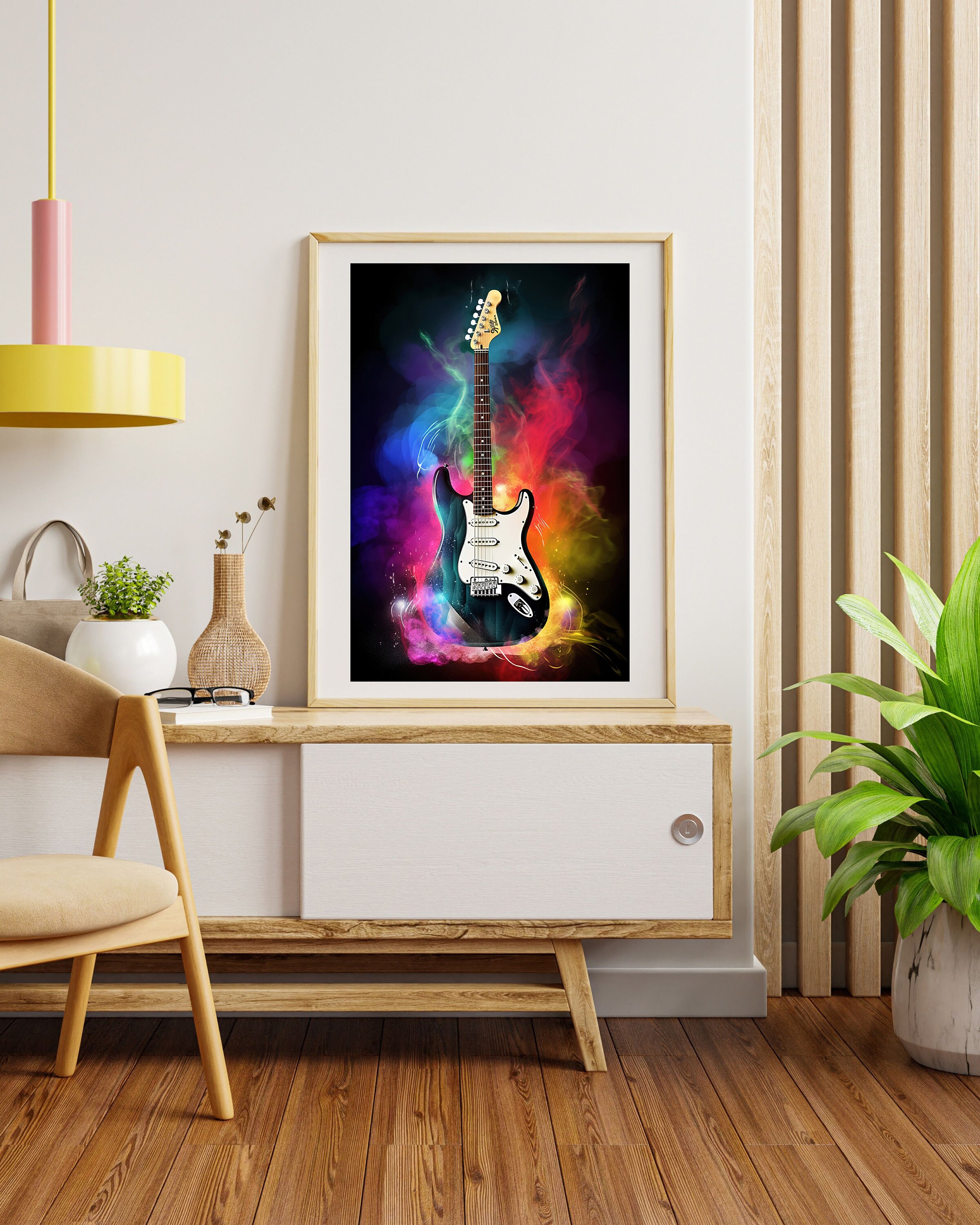Abstract Electric Guitar Poster Art, Musical Instrument Wall Decor ...