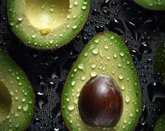 Fresh Avocado Art Print: Kitchen Vegan Decor (Digital Download)