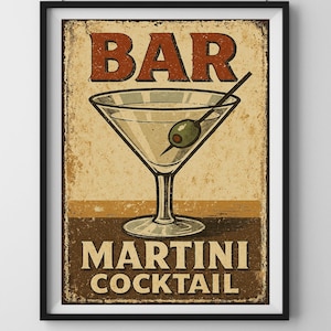 Martini Cocktail Poster, Bar art, Cocktail Art Bar Cart Decor,  Drink Wall Art,  Martini Lovers, Digital download