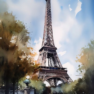 Eiffel Tower Watercolor Painting, Travel Poster of Paris, Eiffel tower print, France Travel Poster, Gift for Travelers, Fine Art Print