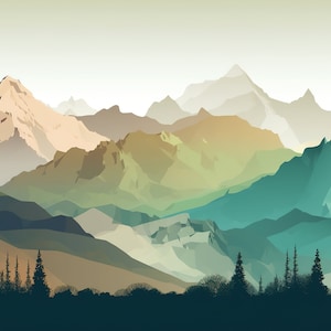 Mountain Wall Art, Abstract Mountain Print, Watercolor Mountain Print, Nature Wall Art, Mountain Poster, Modern Home Décor