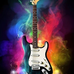 Abstract Electric Guitar Poster Art, Musical instrument wall decor, Wall Print, printable art, digital download, Music Lover Gift