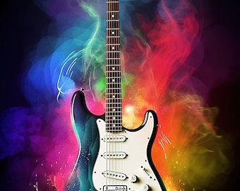 Abstrakt elgitarrkonsttryck, musikälskarepresent (digital nedladdning)