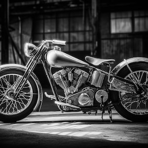 Cartel de Chopper vintage, impresión de motocicleta de estilo retro, motocicleta de la vieja escuela, arte de pared imprimible en blanco y negro, amante de las bicicletas