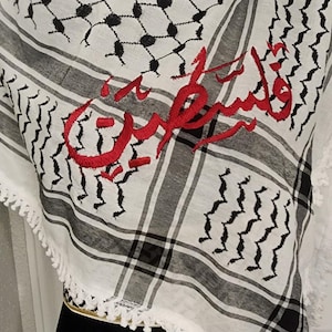 UNISEX Palestinian keffiyeh Unisex  Half Keffiyeh Scarf Wrap | Palestinian Tatreez Embroidery | light fabric  | Cultural Shawl