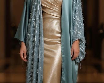 Abayakimono met pailletten: Bisht-jurk met lovertjes, Midden-Oosters, gewaad