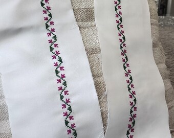 Hand-Embroidered tatreez Floral Border –  Satin Fabric (Approx. 32 inches) by piece