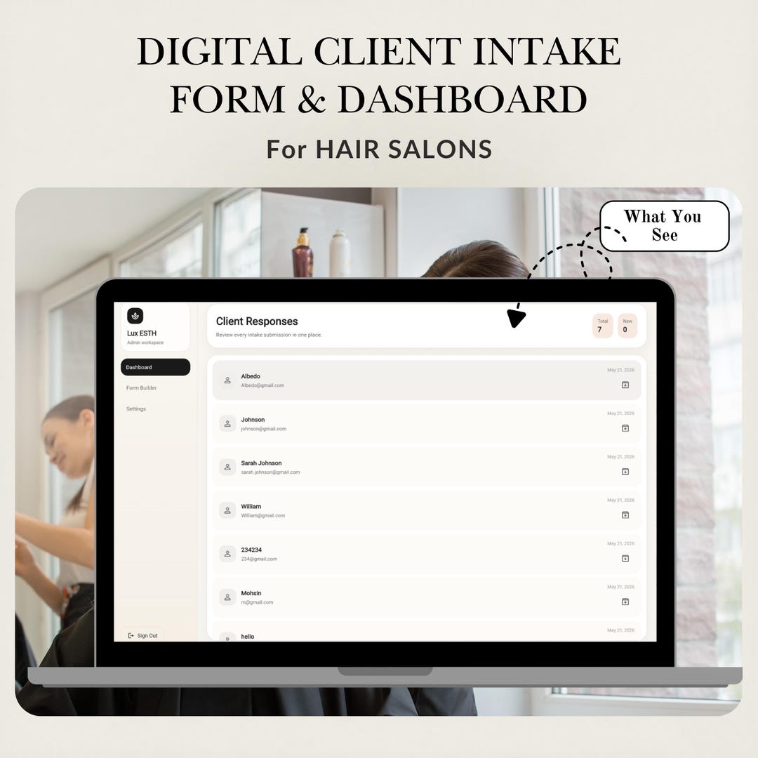 Hair Salon Client Intake Form Dashboard, Digital Stylist Portal, Color ...