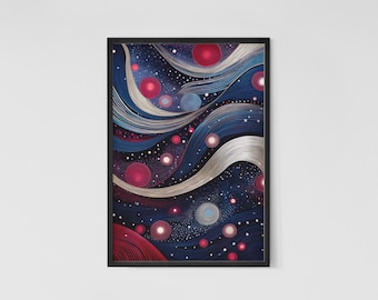 Stampa artistica di arazzo celeste: decorazione cosmica rubino e zaffiro (download digitale)