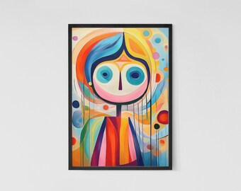Stampa artistica astratta colorata: decorazione murale boho giocosa (download digitale)
