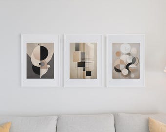 Set di stampe artistiche astratte neutre: arredamento minimalista scandinavo (download digitale)