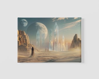 Ökentryck med dubbelmåne: Eteriskt sci-fi-landskap (digital nedladdning)