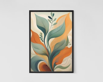 Stampa astratta botanica: arte murale in terracotta e salvia terrosa (download digitale)