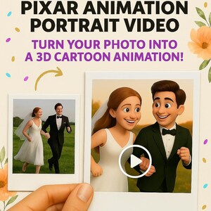 Custom Cartoon Animation from Your Photo – Personalized Pixar-Style Digital Portrait Gift