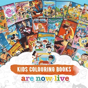 50 Kids Cartoon Coloring Books PDF | Printable Children Drawing Activity Pages | Fun School Art for Kids | Favorite Characters Bundle