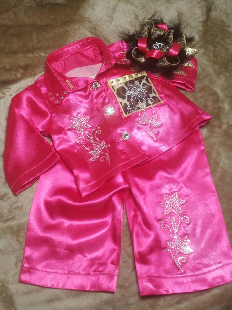 Baby Girl Preemie Satin Pajamas 3 Piece Set Blinged up Long Etsy