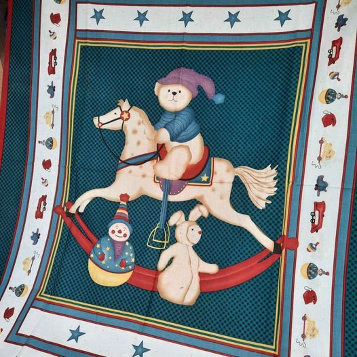 Quilt top blanket toy theme bear unfinished rocking horse baby Etsy