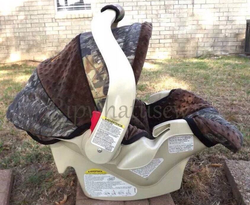 Reupholstered Infant Car Seat Cover Baby Boy Brown Minky