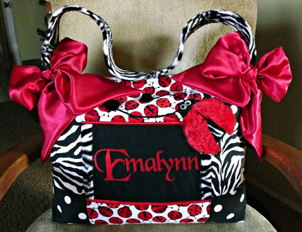 3D Red Fur Lady Bug Diaper Bag Black N White Zebra N Polka Etsy