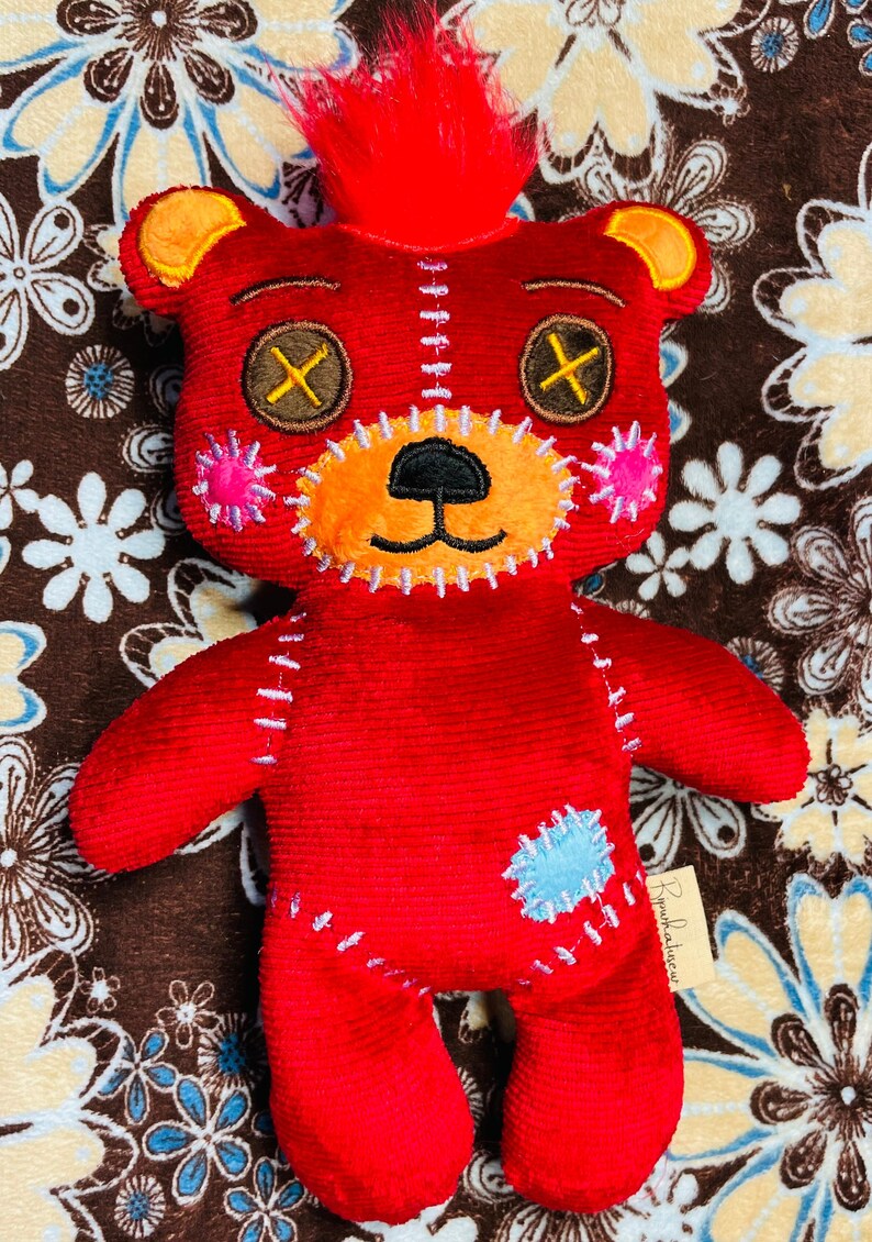 Plush Teddy Bear Boba Stuffed Animal Red Soft Minky Etsy